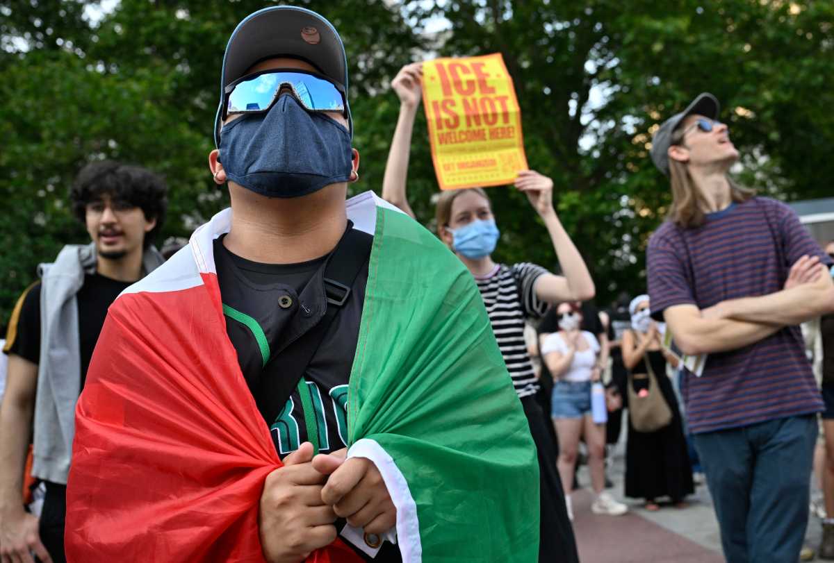 Protestors at Foley Square denounce ICE and the Trump Administration.
