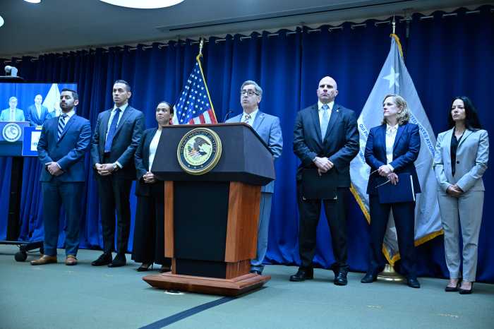 United States Attorney Joseph Nocella speaks about the 18th Street gang with Queens District Attorney Melinda Katz and FBI New York Assistant Director in Charge Christopher G. Raia