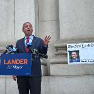 NYC Mayor's Race: Lander says primary is a 3-way contest after getting support of NY Times-convened panel 17 Brad Lander with copy of New York Times endorsement in primary race