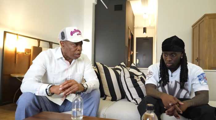 Mayor Eric Adams speaks with streamer Kai Cenat in a YouTube video posted June 23, 2025, where the two discussed Cenat’s 2023 Union Square giveaway that erupted into chaos. Adams encouraged Cenat to organize another event — this time, “the right way.”