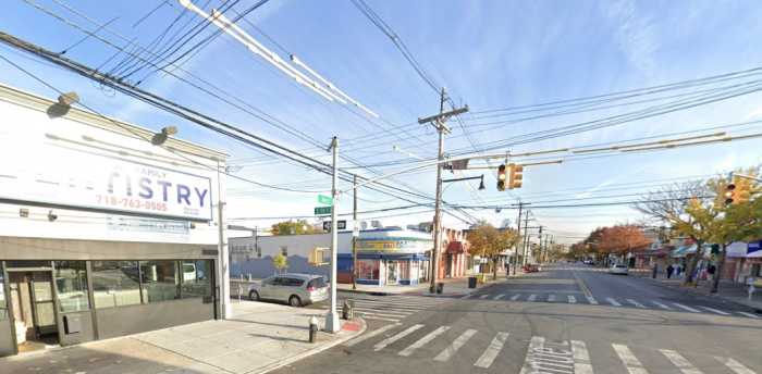 Avenue L near East 94th Street in Canarsie, Brooklyn, where a 21-year-old man was fatally shot and another injured on June 26