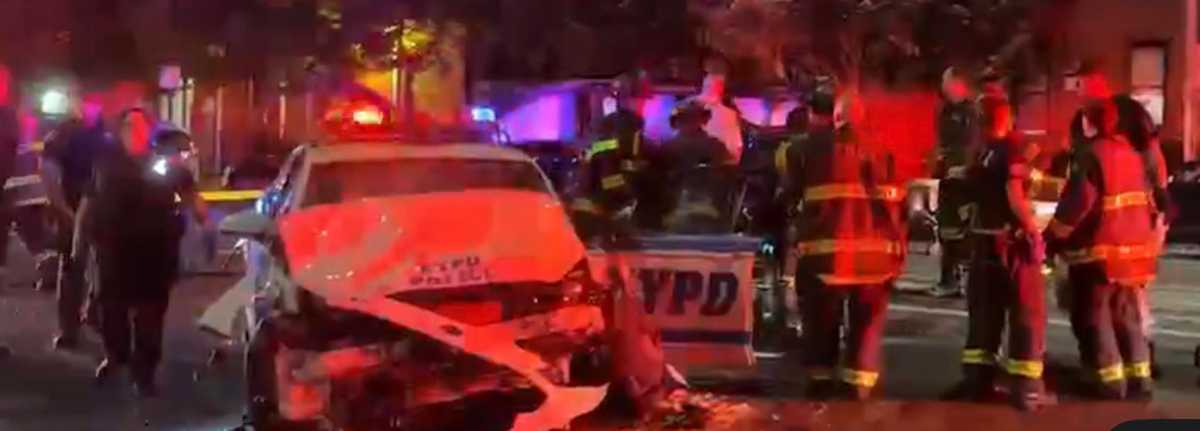 Scene of Brooklyn crash involving cop car