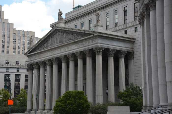 Large courthouse in New York with columns