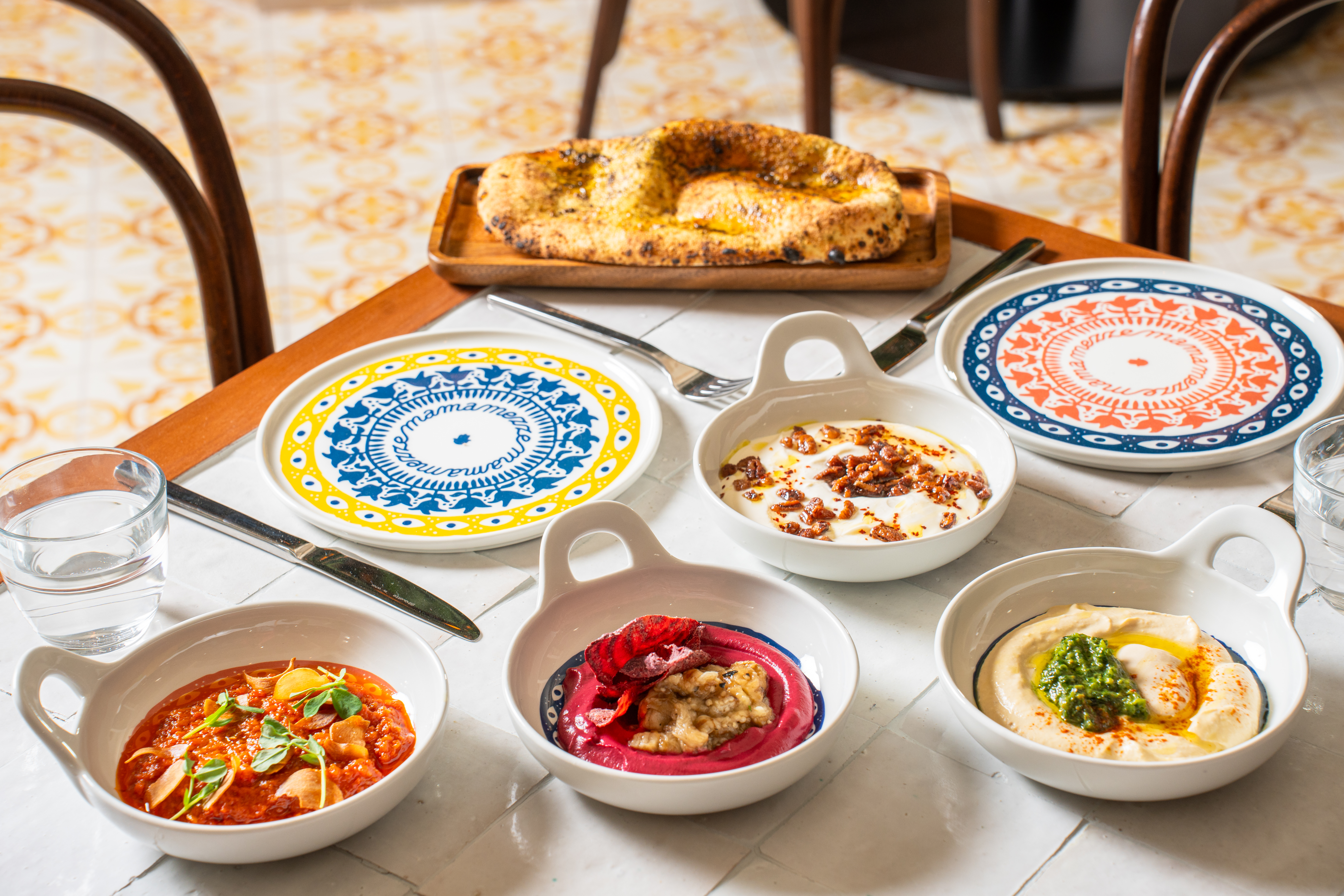 A spread of dishes from Mama Mezze.