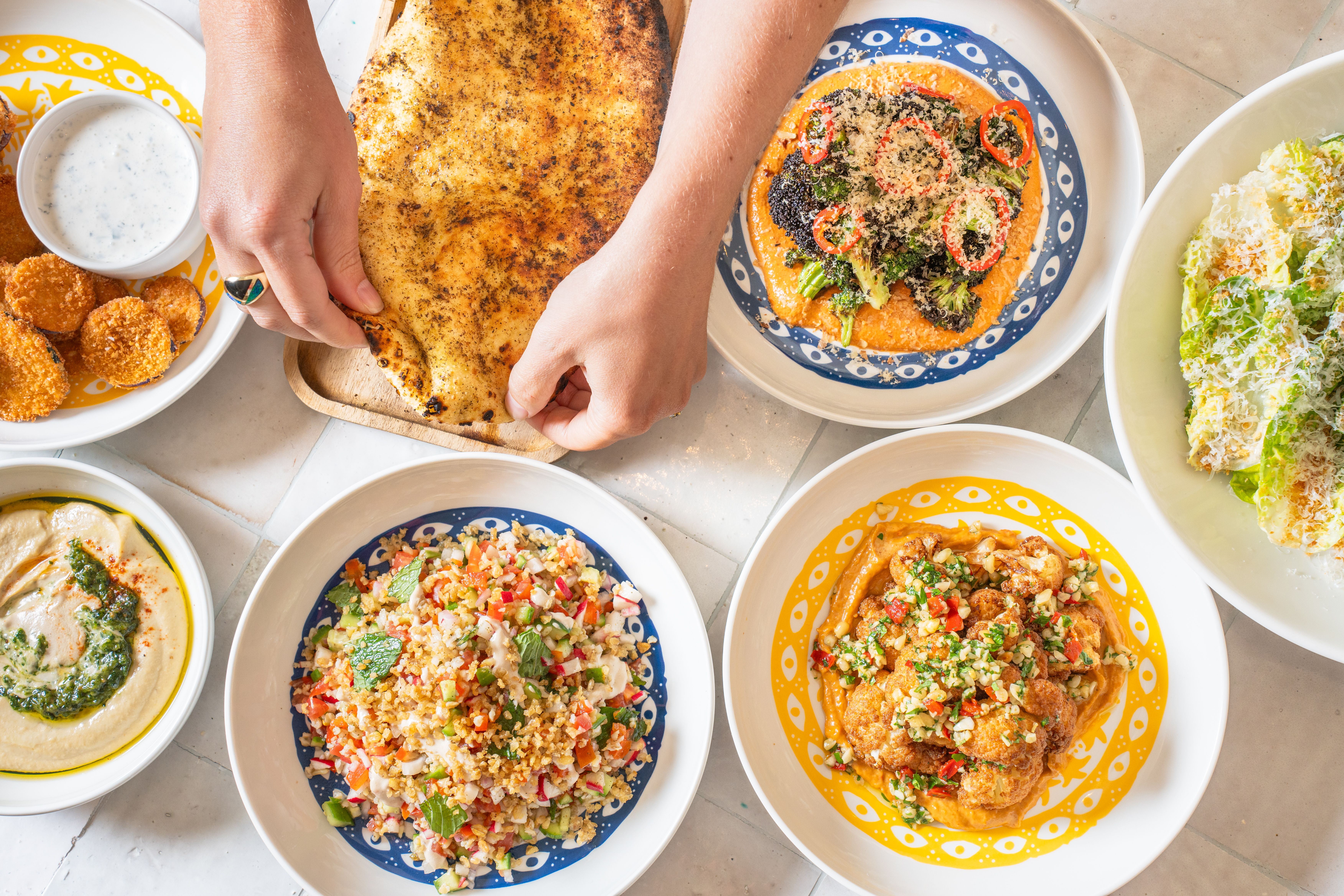 A spread of dishes from Mama Mezze.