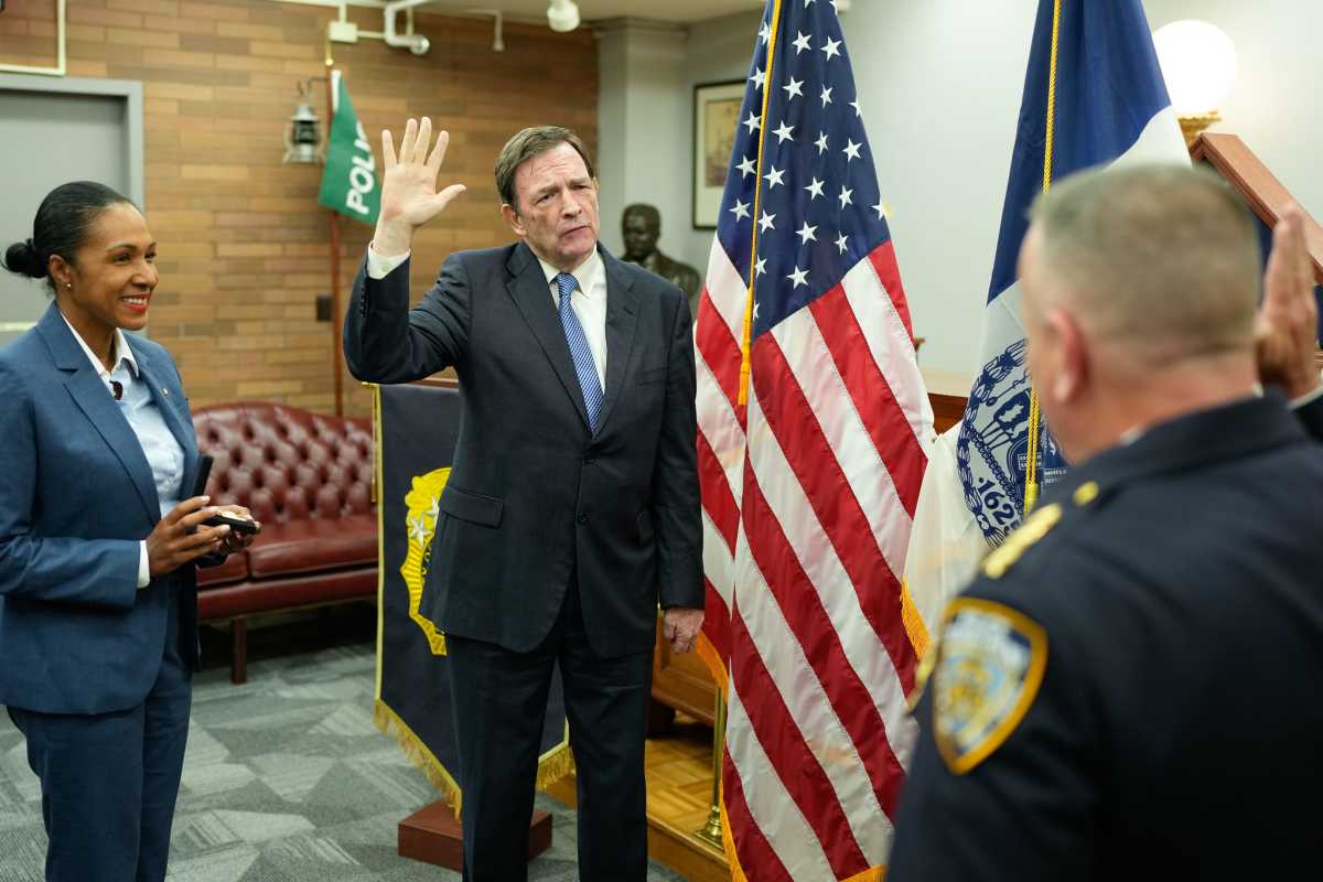 Tom Donlon sworn in as interim NYPD commissioner in September 2024, a role he now claims in a federal lawsuit was undermined by systemic corruption and political interference
