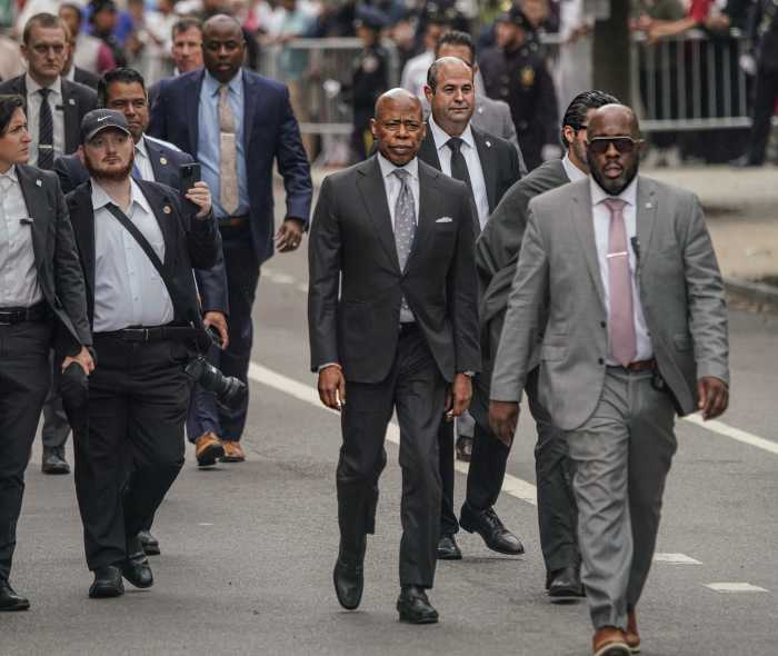 Mayor Eric Adams at the funeral of slain NYPD Officer Didarul Islam, who was killed in a Midtown mass shooting on Monday, July 28. Thursday, July31, 2025.