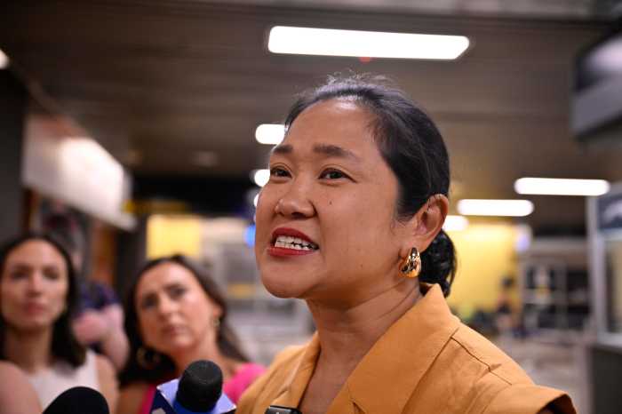 Queens teen reunites with family after month-long ICE detention in Texas 4 Melissa Chua, director of the Immigration Protection Unit at NYLAG, speaks to reporters indie the Port Authority Bus Terminal on July 18, shortly before the arrival of Derlis.