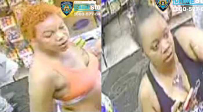 Surveillance images released by the NYPD show two women wanted in connection with the June 28 assault of an MTA employee at the New Lots Avenue subway station in Brooklyn.