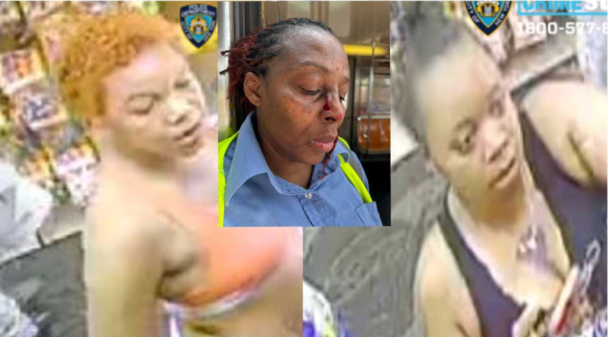 Surveillance images released by the NYPD show two women wanted in connection with the June 28 assault of an MTA employee at the New Lots Avenue subway station in Brooklyn.