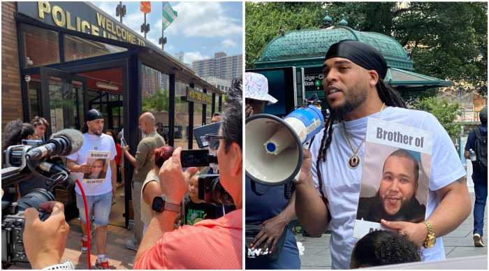 ‘A slap to the face’: Family urges NYPD Commissioner to reverse decision letting officer who killed Bronx man stay on force 2 (L) Allan Feliz’s siblings, Samy Feliz and Ashley Verdeja, deliver a letter to NYPD headquarters at One Police Plaza (R) Samy speaking at a rally afterwards, denouncing what he described as a “corrupt system” that shields police from accountability.
