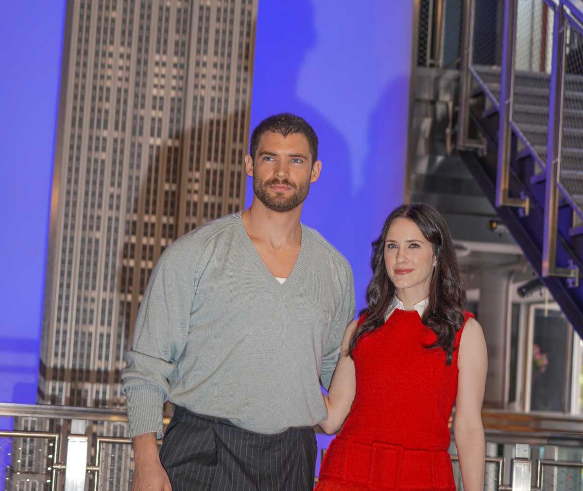Superman stars David Corenswet and Rachel Brosnahan visit Empire State Building.