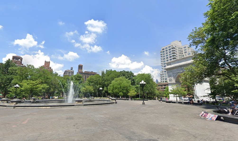 A view of Washington Square Park, where a stabbing occurred Monday evening following a dispute between two Brooklyn men, according to police