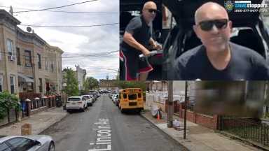 Scene of Brooklyn assault with suspect photo, man in sunglasses, inset
