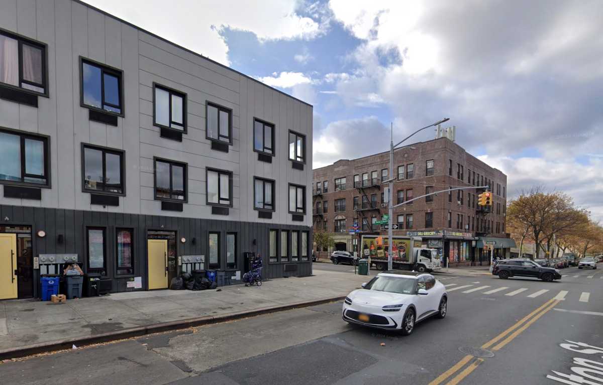 buildings and car on Brooklyn street where man was wounded in shooting