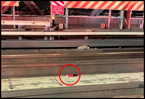 explosive device on subway tracks