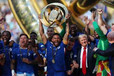 Donald Trump Chelsea Club World Cup Final trophy lift