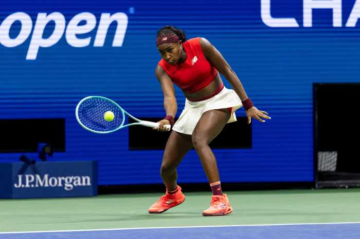 Coco Gauff of the United States in action against Donna Vekic of Croatia in the second round of the women’s singles at the US Open at Arthur Ashe Stadium in Billie Jean King National Tennis Center.