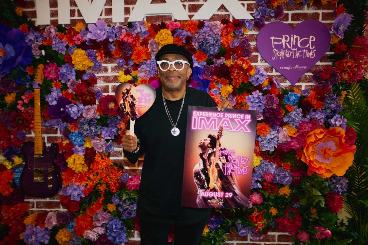 Spike Lee on the red carpet at the IMAX screening of the remastered "Sign O'The Times" featuring Prince.