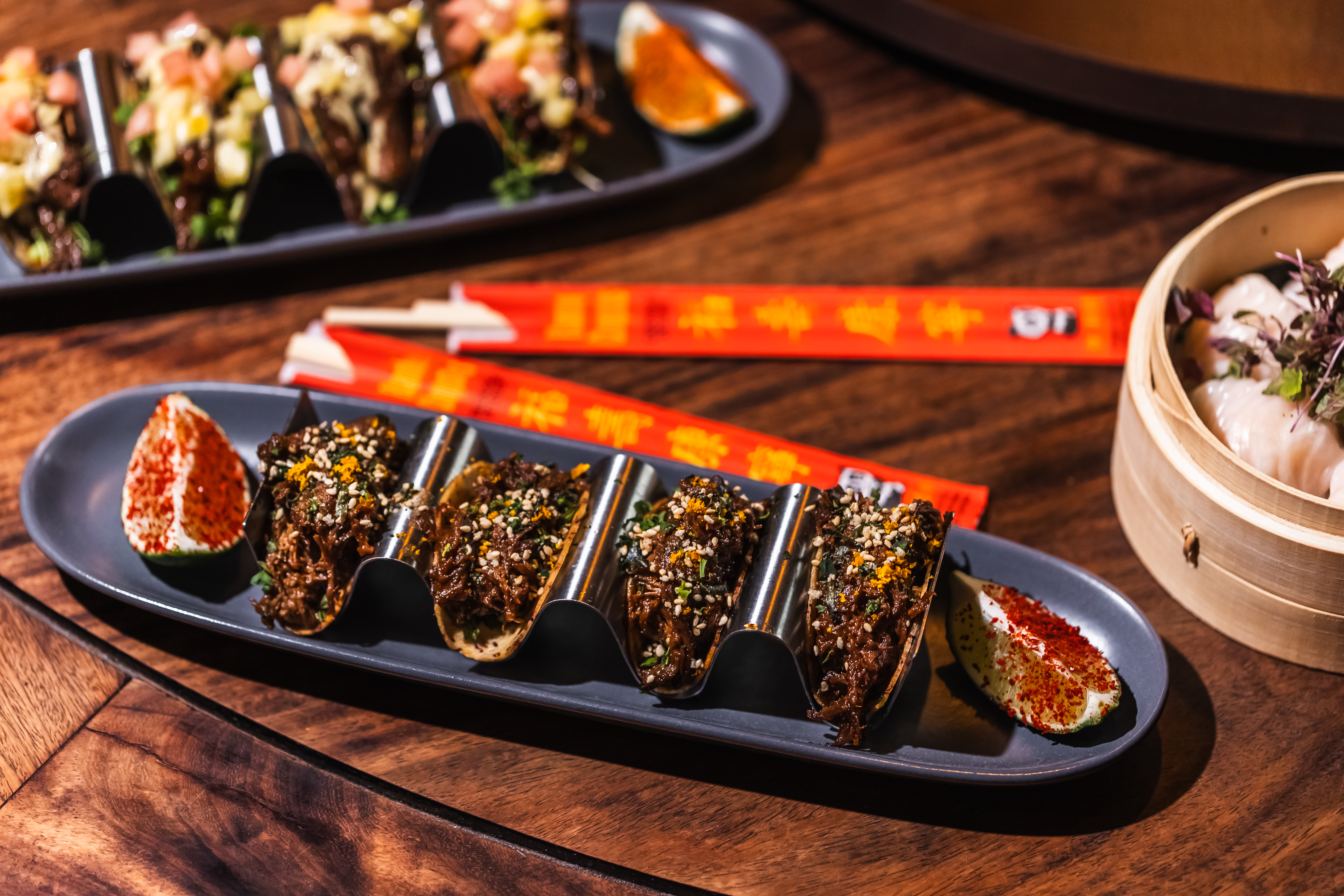 Lucky Tiger Brings multi-room dining and cocktails to the heart of FiDi 4 Tacos at Lucky Tiger.