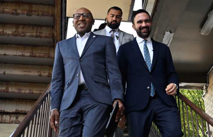 Queens Borough President Donovan Richards (left) endorsed Democratic mayoral nominee Zohran Mamdani. Friday, Aug. 15, 2025.