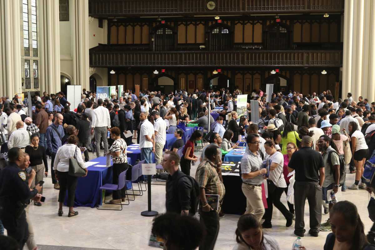 people attending the NYC Jobs & Career Fair at Harlem Week