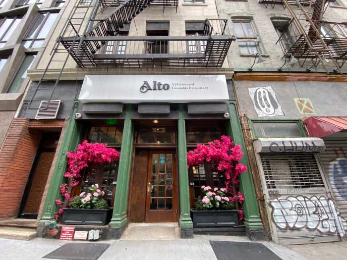 The exterior of Alto, a family-owned cannabis dispensary, is seen at 110 Chambers St. in Tribeca on Aug. 1,