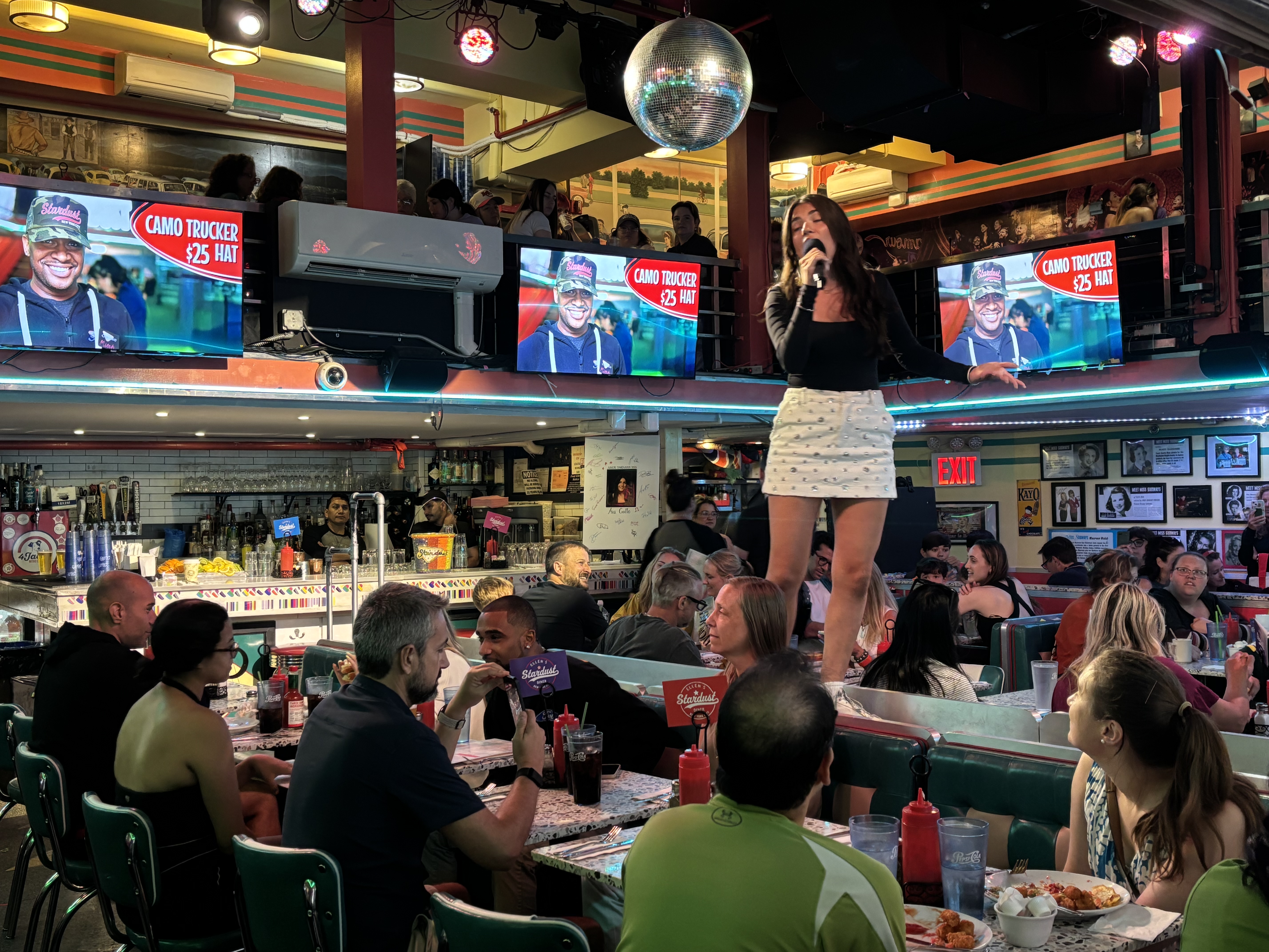 Ava Gallo singing at Ellen's Stardust Diner.