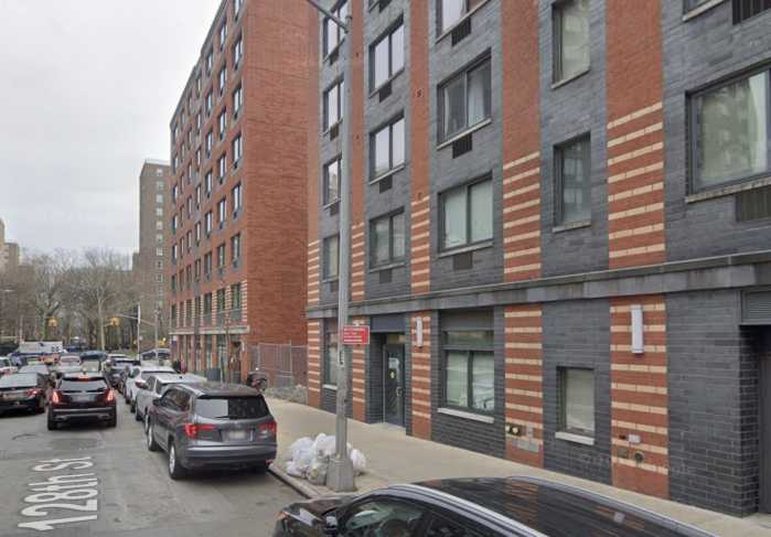 A view of 306 West 128th Street in Harlem, where a 51-year-old man was fatally stabbed Friday.