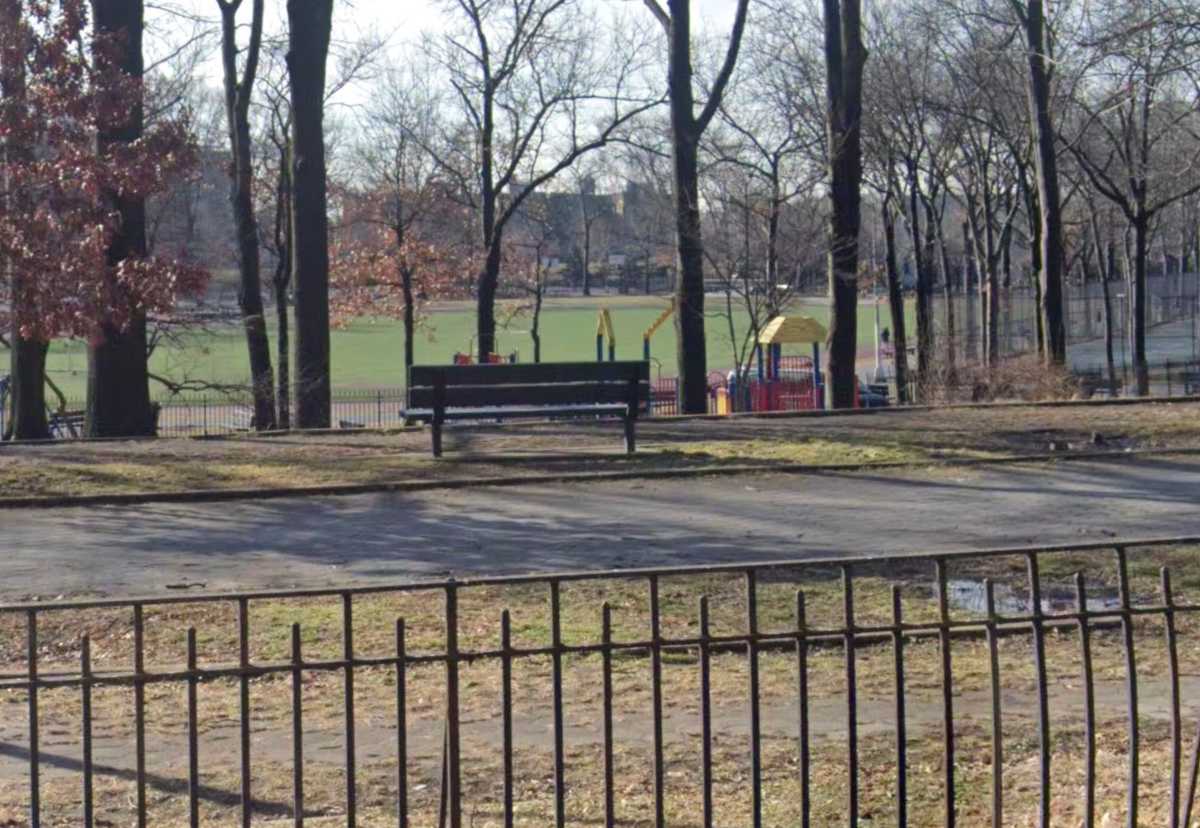 playground in the bronx with bench and play area