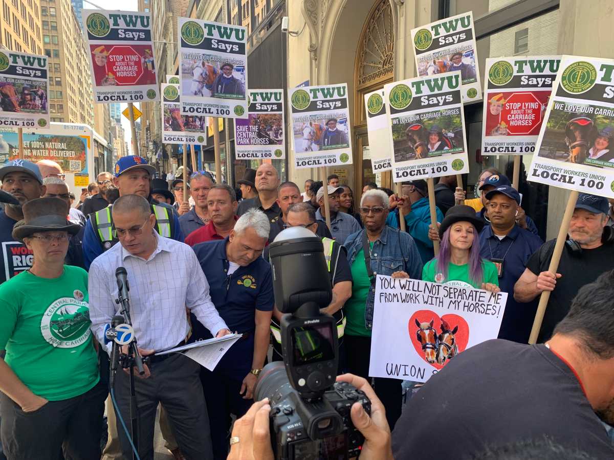 Fed-up union members rally outside Bottcher's office to rein in support for NYC horse-carriage industry