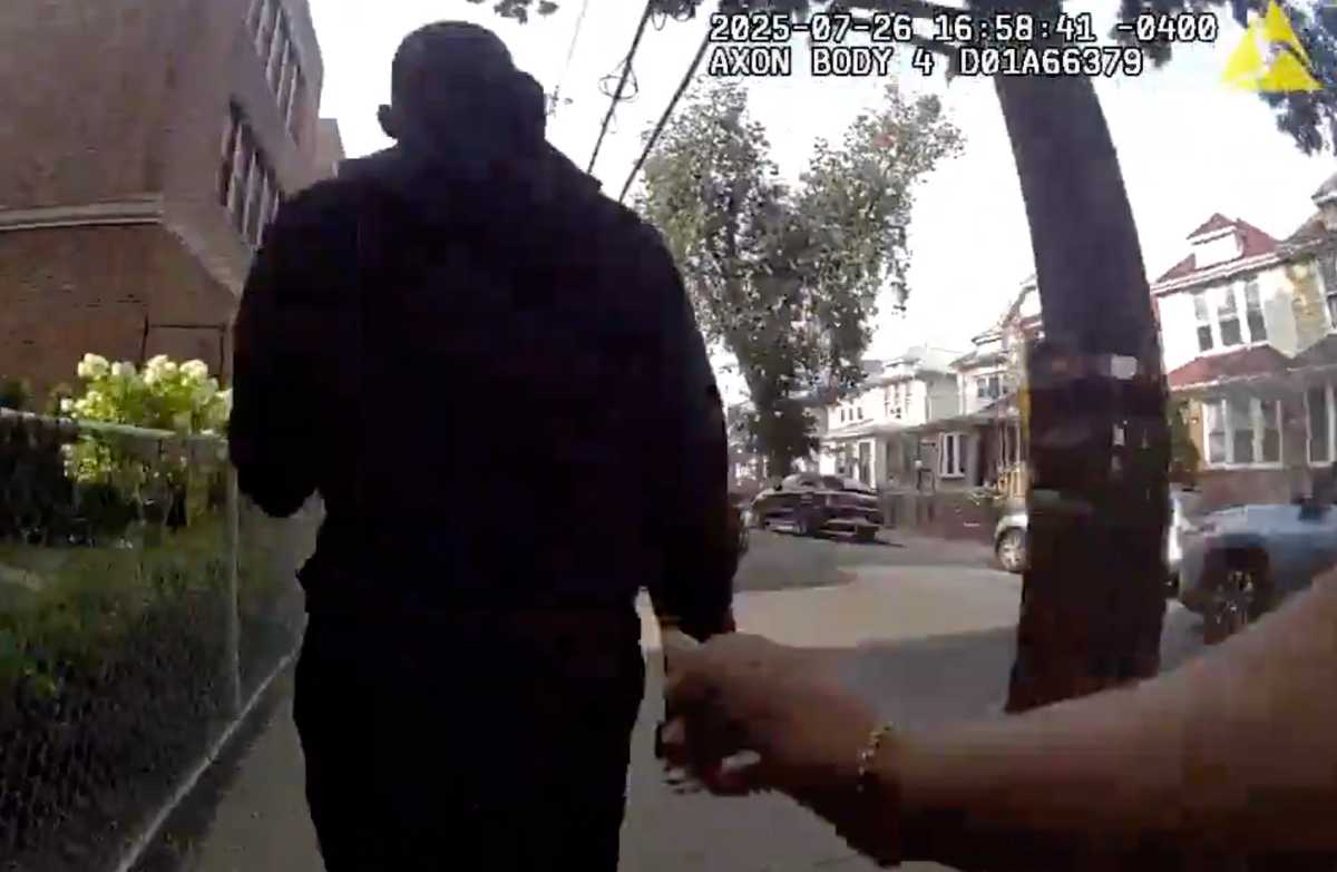 Dramatic NYPD bodycam footage shows Brooklyn teen shooting suspect tackled during foot pursuit 2 bodycam footage showing shooting suspect and officer approaching from behind