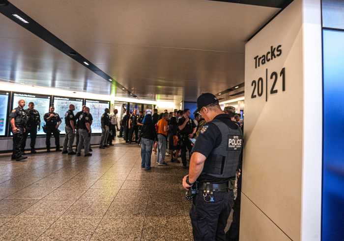 police at Penn Station near scene of police shooting