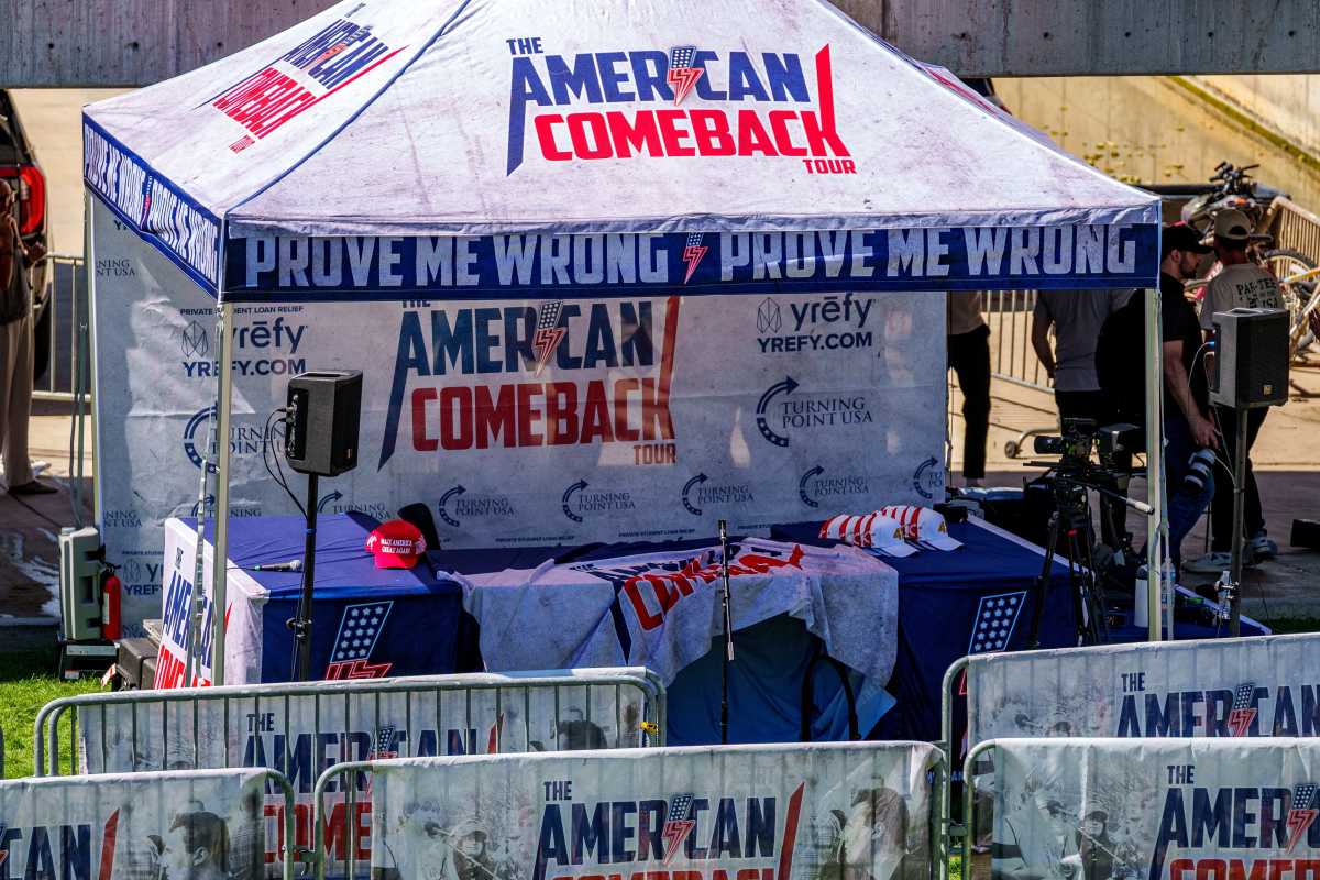 Conservative commentator Charlie Kirk killed in Utah, drawing condemnation from New York pols 2 The tent where conservative commentator Charlie Kirk was shot during a Turning Point USA “American Comeback Tour” event at Utah Valley University