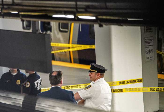 police at Penn Station near scene of police shooting