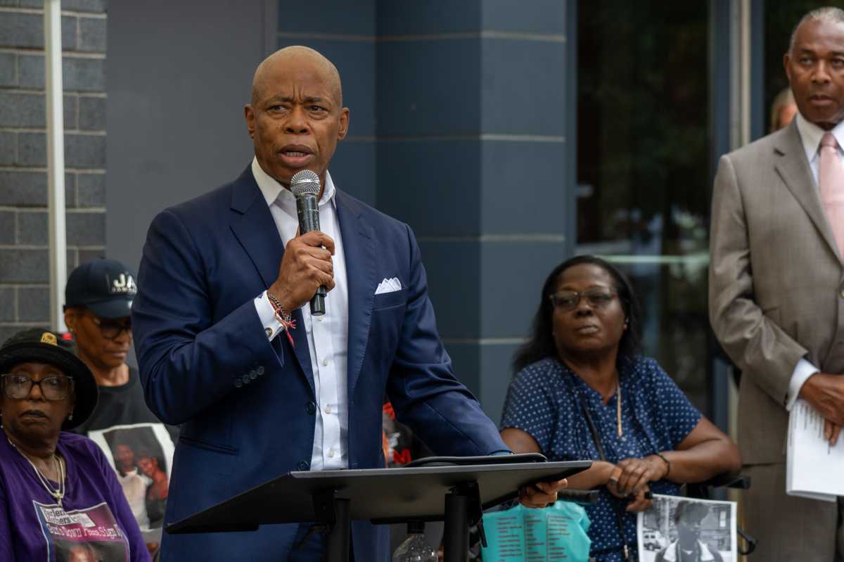 Mayor Eric Adams speaking at event