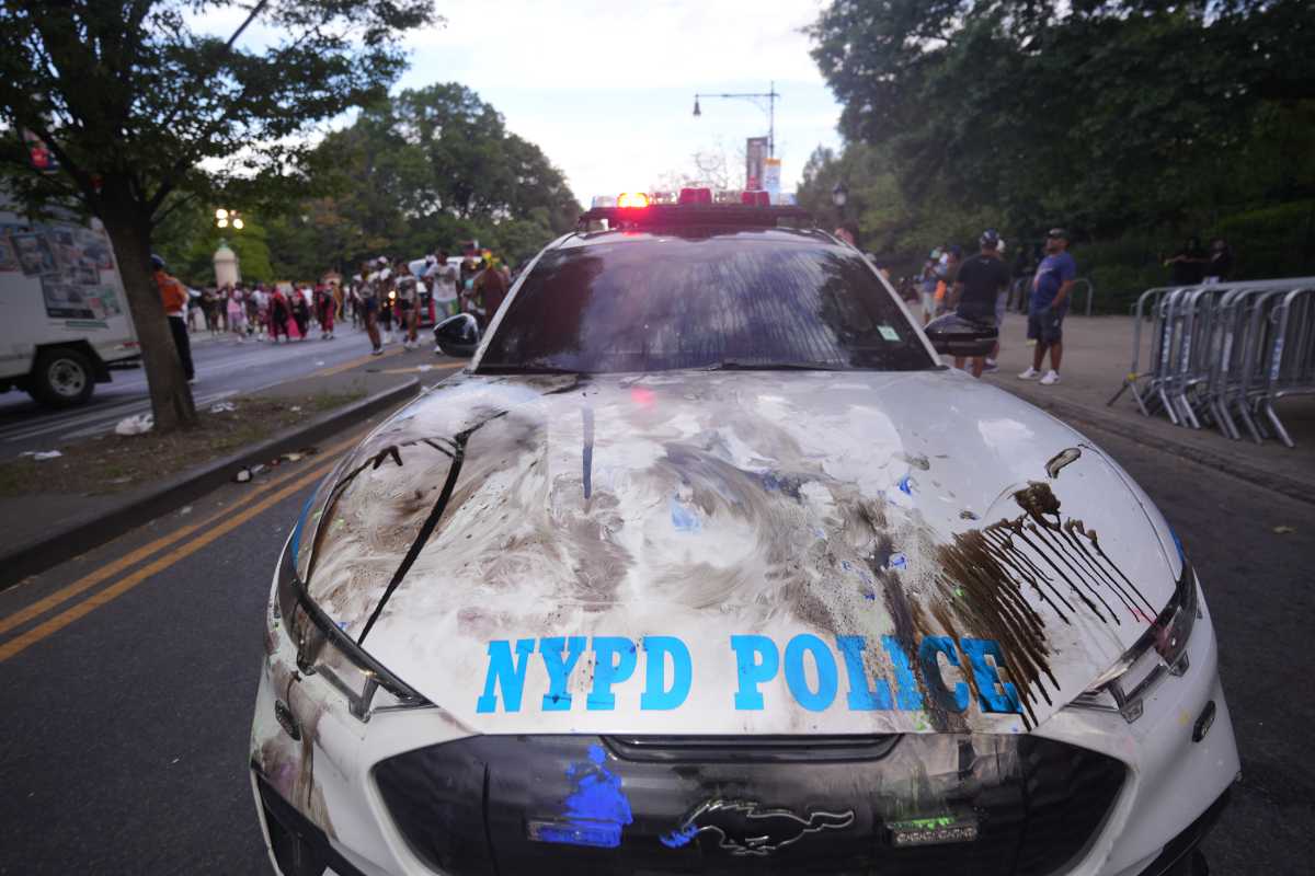 police car marred after west indian day parade shootings in brooklyn