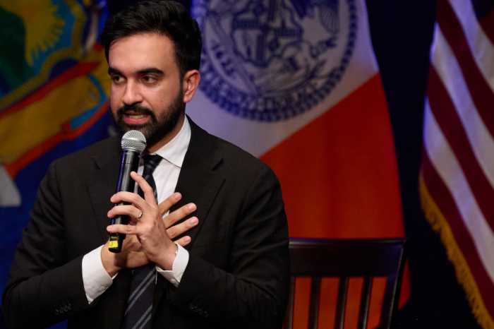 zohran mamdani man with beard speaking into microphone
