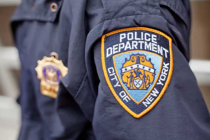 NYPD officers struck by hit-and-run driver during Brooklyn traffic stop 4 NYPD patch on uniform