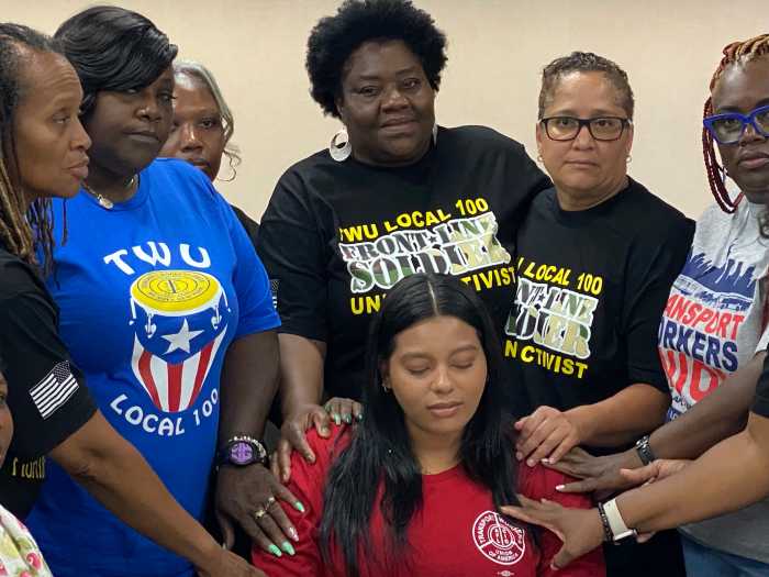 Pregnant custodian and union accuse Barnard College of targeting her for layoff to avoid paying maternity leave 2 Shakira Zahiruddin, eight months pregnant, was comforted by fellow TWU Local 264 members after an emotional press conference in Brooklyn.