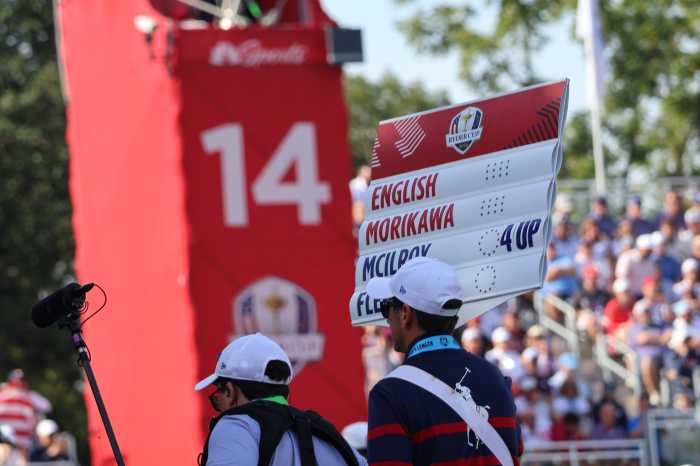McIlroy and Fleetwood produced a dominant front nine performance to move into a four-hole lead. Photo: Dylan Christie/amNewYork. 
