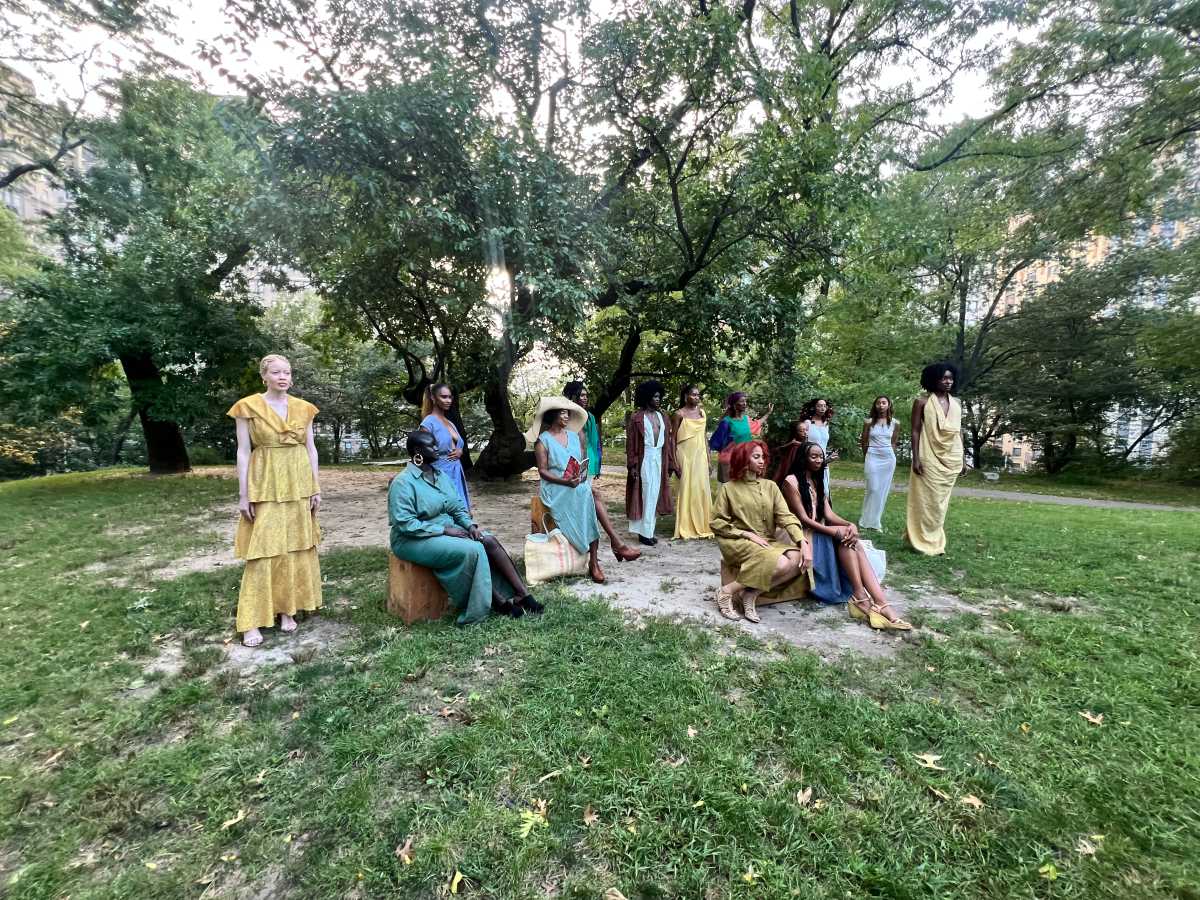 Designer Natalie Bell chose not a conventional runway but Summit Rock in Central Park for NYFW.