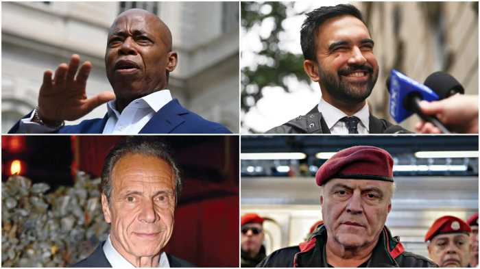 Photos of the four NYC mayoral candidates Eric Adams, Andrew Cuomo, Zohran Mamdani and Curtis Sliwa