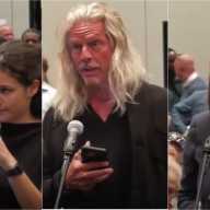 EXCLUSIVE | Hell's Kitchen casino supporter offered $300 to speak at public hearing; her family promoted developer online 3 Jolie Nelsen, left, her father Jon Nelsen, center, and his partner Ebony Mackey, right, testify in support of the proposed Avenir casino during a Community Advisory Committee hearing at the Javits Center on Monday, Sept. 8