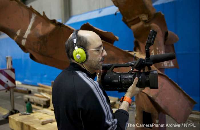 Steven Rosenbaum, one of the CameraPlanet curators, on site filming debris from the World Trade Center.