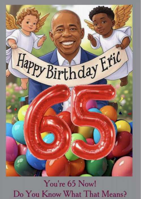 Medicare fight: Retired NYC workers keep up the pressure to preserve benefits, urge city officials to protect their vested healthcare 2 brithday card with the number 65 on it