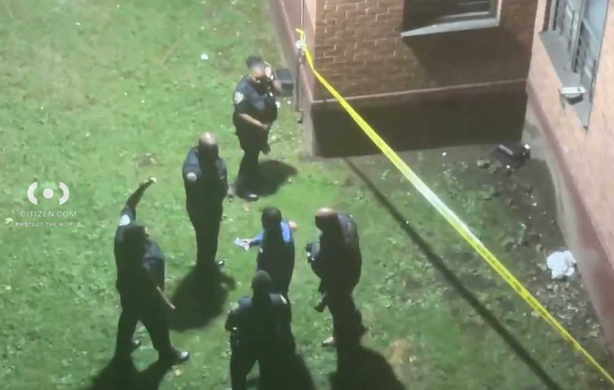 Police officers at scene where Brooklyn man was shot