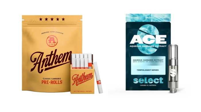 Curaleaf's new products: Anthem Pre-rolls and Select ACE vapes.