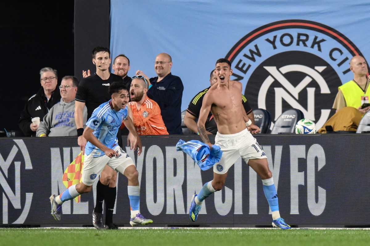 Julian Fernandez NYCFC Columbus winner: Man takes off shirt celebrating goal with teammate