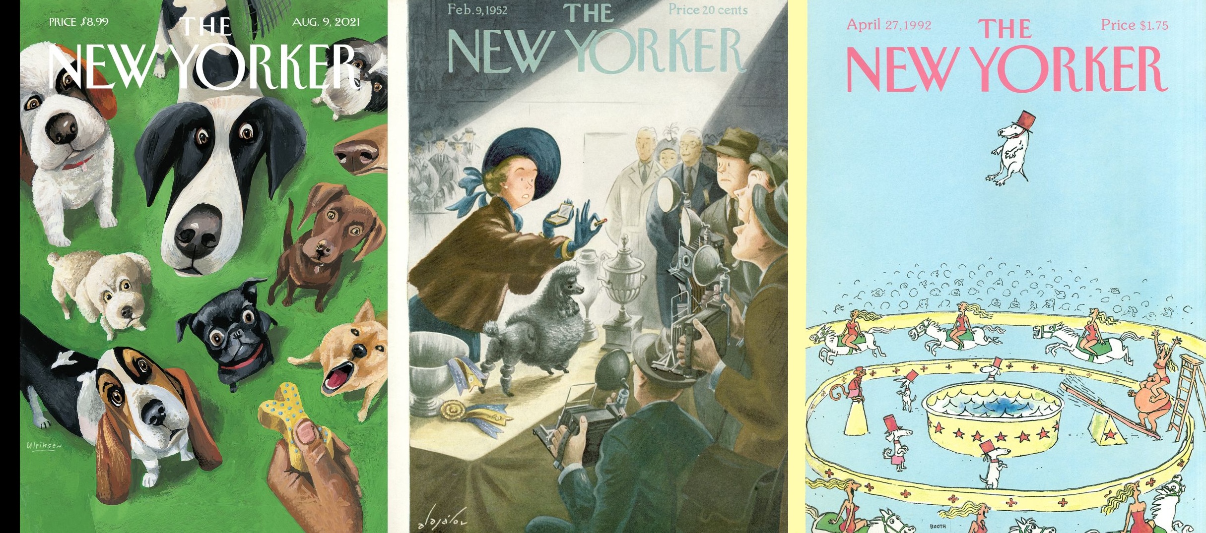 Your fall arts guide for New York City 2025 4 Left-Right: “Summer Treat,” by Mark Ulriksen © Mark Ulriksen & The New Yorker; “February 9, 1952,” by Constantin Aladjalov © Constantin Aladjalov & The New Yorker; “April 27, 1992,” by George Booth © George Booth & The New Yorker.
